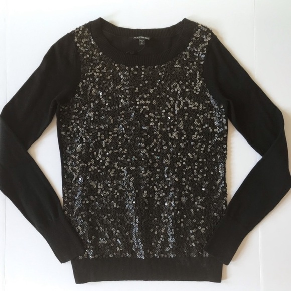 Express Black Sequin Embellished Shimmer Sweater - Picture 7 of 16
